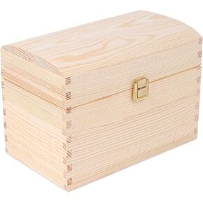 Large Wooden Storage Box Burgundy with Hinged Lid | 13.58 x 9.84 x 7.55 in | Keepsake Treasure Chest Trunk | Perfect Memory Box for Toys, Tools, Arts & Crafts or as a Gift Christmas Box