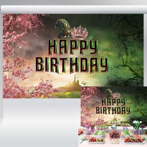 Witch Birthday Backdrop Pink and Green Party Decorations Magic Movie Theme Background Spring Banner for Cake Table 5x3 ft 29