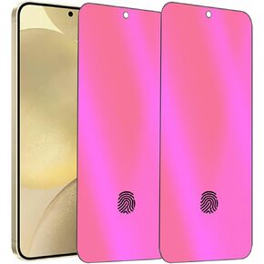 2 Pack Anti-Blue Privacy Screen Protector for Samsung Galaxy S25 Plus / S24 Plus Anti-Spy Tempered Glass Film Gradient Colorful Support Finger Unlock 6.7 inch