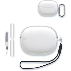 Case Cover for Baseus Bowie MC1 Open Ear Clip-On Earbuds,Clear Soft TPU Protective Cover with Keychain and Cleaner Kit for Women Men Shockproof Skin,Clear