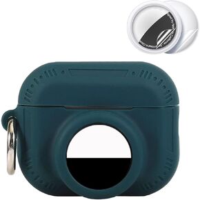 2 in 1 Protective Case for Apple Airpods Pro 2 Air Tag Holder Combo with Lanyard，Anti-Scratch Anti-Lost Silicone GPS Tracker Cover Holder with 2 PCS TPU Screen Protector (White)
