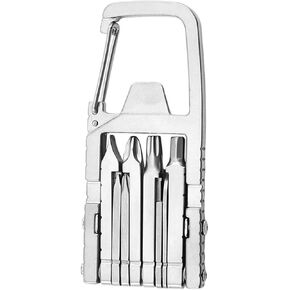 Stainless Steel Keychain Screwdriver Bit, Functional Folding Multi Tool Bottle Opener Mobile Phone Holder Pocket Tool for Outdoor