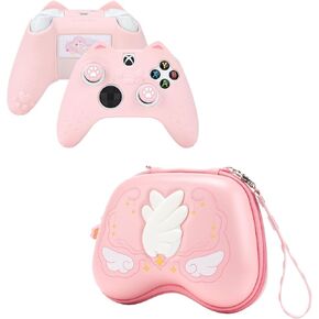 GeekShare Cat Paw Xbox Controller Skin & Carrying Case Set, Silicone Protective Cover Skin with Hard Case