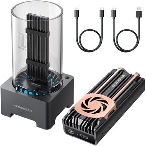 GRAUGEAR M.2 External Cases Bundle of M.2 NVMe/SATA SSD Docking Station with Built-in Cooling Fan and USB4 40Gbps M.2 NVMe Enclosure with Heat Pipe Heatsink