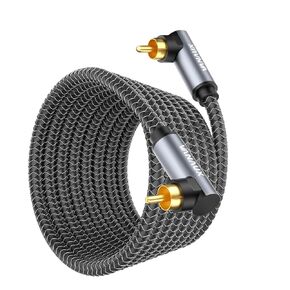 90 درجة كابل RCA ، كابل مضخم صوت الزاوية اليمنى ، كابل الصوت المحوري الرقمي ، نايلون مضفر ، مطلي بالذهب ، ذكور للذكور لمكبرات الصوت ، أنظمة HI-FI ، HDTV ، شريط الصوت ، PS4 (3.3 قدم/1M)