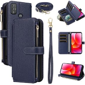 Wallet Case for Motorola Moto G Power 2022/MotoG Play 2023/G Pure 2021 with 10+ Card Holder PU Leather Flip Zipper Purse Phone Cover for XT2271DL XT2165DL XT2163DL XT2165-5 XT2271-5 White