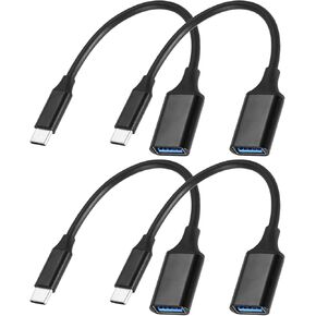 MECCANIXITY 4 Pcs USB C to USB 3.0 Adapter, USB Female to USB C Male Cable Adapter Type C Converter for Phone Laptop Car Black