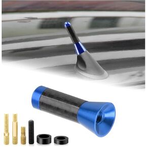 Car Short Antenna, 3.15" Stubby Aluminum Radio Antenna Replacement with Screws Gaskets, Vehicle Roof Carbon Fiber Mini Aerial Antennas for AM/FM Reception, Car Accessories (Red)