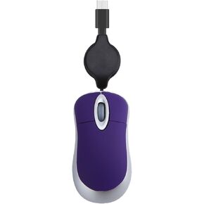 USB C Corded Mouse Retractable Cable Small Mouse for Kids Children 1000DPI Optical Travel Mouse PC Desktop Notebook