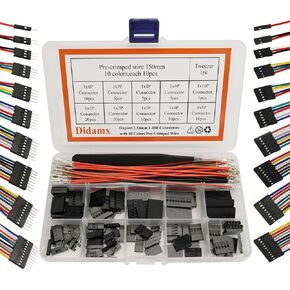 2.54mm Pitch Single Row 1/2/3/4/5/6/7/8/9/10 Pin Housing Connector and 10 Colors 15cm Male to Female Pre-Crimped Cables 100pcs Compatible with Dupont 2.54mm Connector