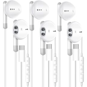 3 Packs USB C Headphone [MFi Certified],Type C Earbuds Wired Earbuds with Microphone & Remote Control Noise Cancelling Earphones, Compatible with iPhone 15/16/15 16 Plus/15 16 Pro/15 16 Pro Max