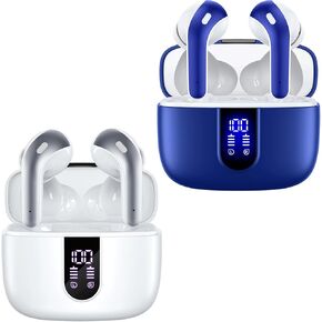 Tagry 2 Sets x08 أبيض وأوريا أزرق سماعات Bluetooth الأذن اللاسلكية حقيقية