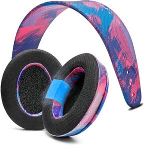 WC Earpad and Upgraded Silicone Headband Combo for Arctis Nova Headphones | Cooling Gel Earpads & Matching Design Headband for Epic Gaming | 90's Black