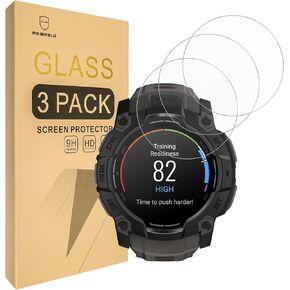 Mr.Shield Screen Protector compatible with Garmin Instinct 3 50mm (Solar/Amoled) [Tempered Glass] [3-PACK] [Japan Glass with 9H Hardness]