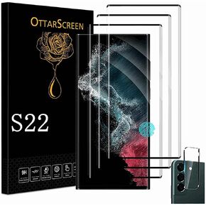 Galaxy S22 Screen Protector, Tempered Glass Screen Protector【3+1 Pack 】 1 Pack Camera Lens Protector, 9H Hardness Tempered Glass Screen Protector for Samsung Galaxy S22