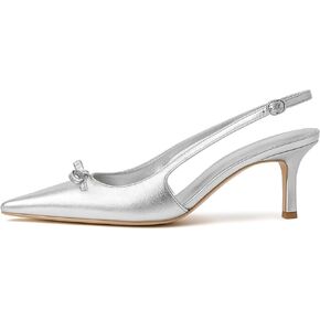 MAVMAX Slingback Heels for Women Bow Pointed Close Toe Stilettos High Kitten Heels Pumps Dress Party Heeled Sandals