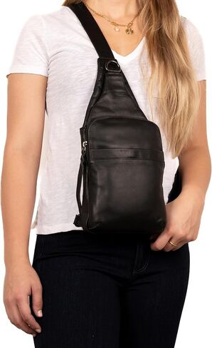 Dakota Unisex Leather Concealed Carry Sling Bag - Medium Frame Handgun - Concealment pockets with Magnetic Closure and Universal Holster Backpack (Dark Brown) - 7" L x 15" H x 2" D in Saudi Arabia