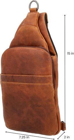 Dakota Unisex Leather Concealed Carry Sling Bag - Medium Frame Handgun - Concealment pockets with Magnetic Closure and Universal Holster Backpack (Dark Brown) - 7" L x 15" H x 2" D in Saudi Arabia