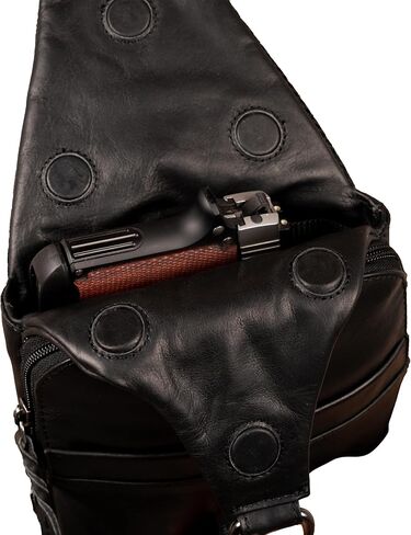 Dakota Unisex Leather Concealed Carry Sling Bag - Medium Frame Handgun - Concealment pockets with Magnetic Closure and Universal Holster Backpack (Dark Brown) - 7" L x 15" H x 2" D in Saudi Arabia