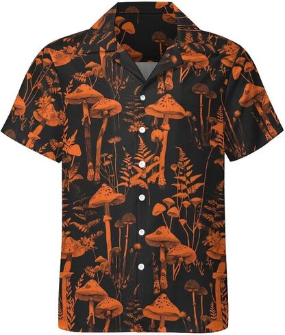 TiwBski Funny Mushroom Graphic Button Down Shirt for Men Short Sleeve Colorful Beach Shirt Hawaiian Shirts in Kuwait