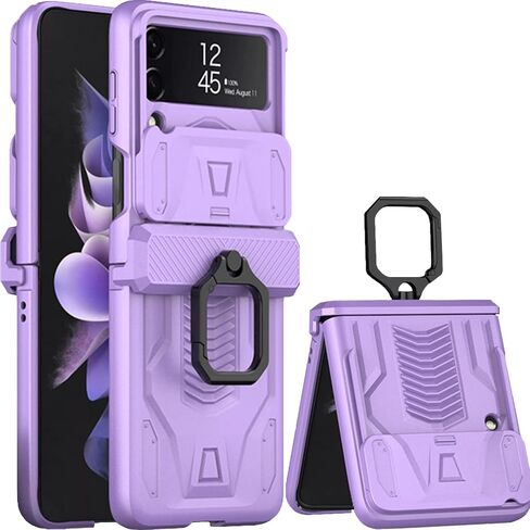 MIIMALL متوافق مع Z Flip 4 CASE ، GALAXY Z Flip 4 Case Ring Cover Cover Cover Cover Cover Slide Lens Protector All-Inclusive Protective Prumper for Galaxy Z Flip 4 (Black) in Saudi Arabia