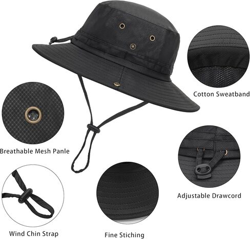 Men's Sun-Hat Wide-Brim-Bucket UV-Protection - Summer Foldable Boonie Safari Cap for Outdoor in Saudi Arabia