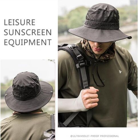 Men's Sun-Hat Wide-Brim-Bucket UV-Protection - Summer Foldable Boonie Safari Cap for Outdoor in Saudi Arabia