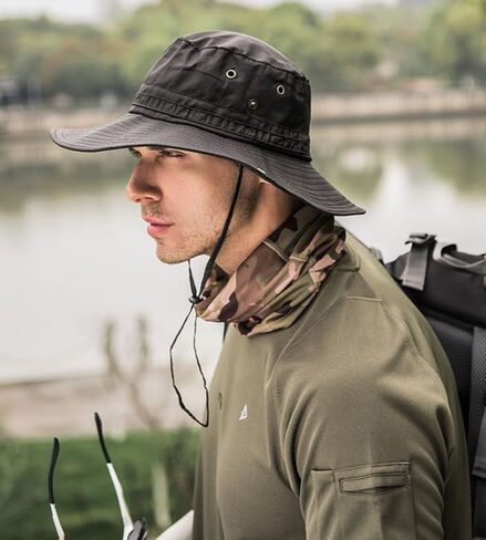 Men's Sun-Hat Wide-Brim-Bucket UV-Protection - Summer Foldable Boonie Safari Cap for Outdoor in Saudi Arabia