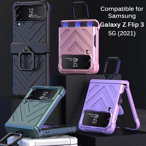 MIIMALL متوافق مع Z Flip 4 CASE ، GALAXY Z Flip 4 Case Ring Cover Cover Cover Cover Cover Slide Lens Protector All-Inclusive Protective Prumper for Galaxy Z Flip 4 (Black) in Saudi Arabia