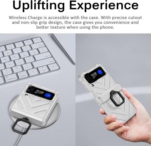 MIIMALL متوافق مع Z Flip 4 CASE ، GALAXY Z Flip 4 Case Ring Cover Cover Cover Cover Cover Slide Lens Protector All-Inclusive Protective Prumper for Galaxy Z Flip 4 (Black) in Saudi Arabia