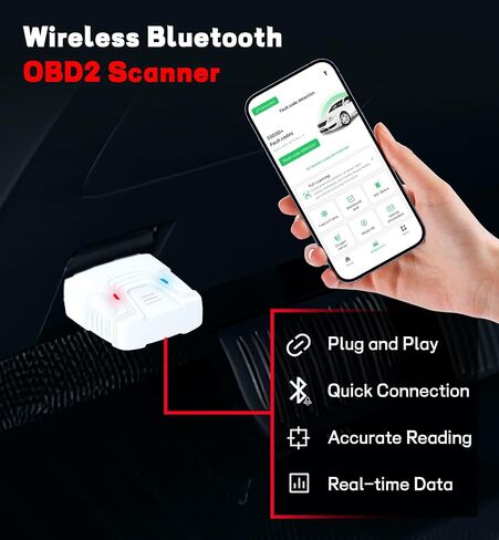 Bluetooth OBD2 Scanner for Cars - Wireless OBD2 Scan Tools & Code Reader for iPhone/Android Wireless Auto Diagnostic Tool to Read and Clear Error Codes Live Data Reset Exclusive APP in Saudi Arabia