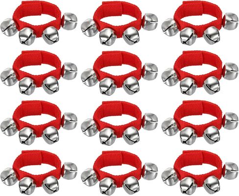 YOKIVE 12 Pcs Wrist Bells, Jingle Bells Ankle Bells Percussion Instruments Musical Class Christmas Hand Bells with 4 Bells for Gift Party Christmas, Blue in Saudi Arabia