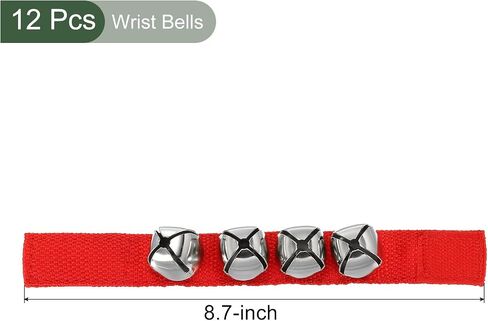 YOKIVE 12 Pcs Wrist Bells, Jingle Bells Ankle Bells Percussion Instruments Musical Class Christmas Hand Bells with 4 Bells for Gift Party Christmas, Blue in Saudi Arabia
