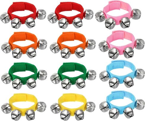 YOKIVE 12 Pcs Wrist Bells, Jingle Bells Ankle Bells Percussion Instruments Musical Class Christmas Hand Bells with 4 Bells for Gift Party Christmas, Blue in Saudi Arabia