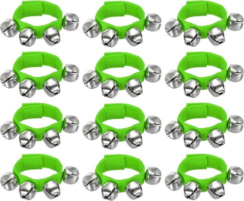 YOKIVE 12 Pcs Wrist Bells, Jingle Bells Ankle Bells Percussion Instruments Musical Class Christmas Hand Bells with 4 Bells for Gift Party Christmas, Blue in Saudi Arabia