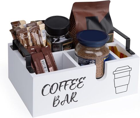 Bargifts Coffee Station Organizer with Handle and Pods Holder Storage Basket Coffee Bar Organizer (White) in Saudi Arabia