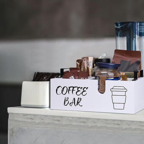 Bargifts Coffee Station Organizer with Handle and Pods Holder Storage Basket Coffee Bar Organizer (White) in Saudi Arabia