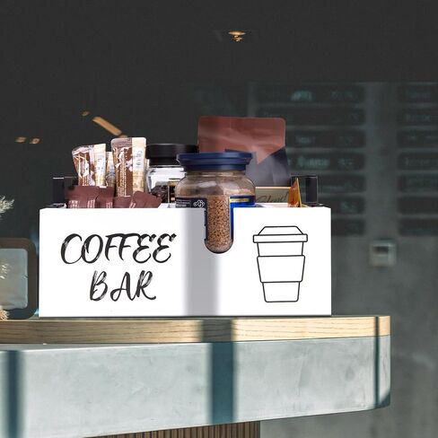 Bargifts Coffee Station Organizer with Handle and Pods Holder Storage Basket Coffee Bar Organizer (White) in Saudi Arabia