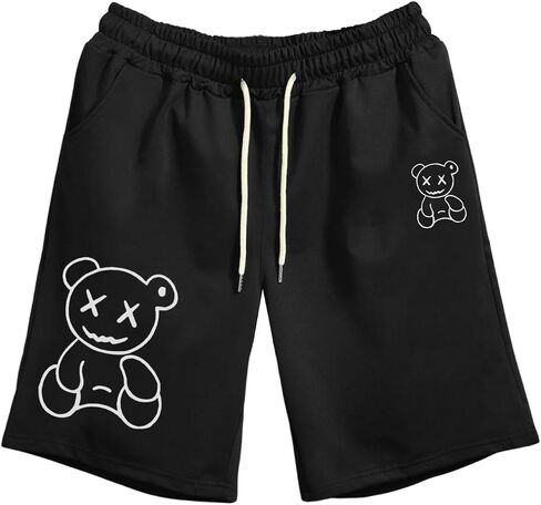 GORGLITTER Men's Bear Graphic Drawstring Waist Active Track Shorts in Kuwait