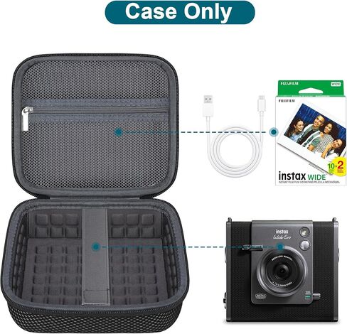 Canboc Carrying Case for Fujifilm INSTAX Wide EVO 2-in-1 Instant Film Camera and Printer, Zipper Mesh Bag fits Photo Paper and Cable, Black(Case Only) in Kuwait