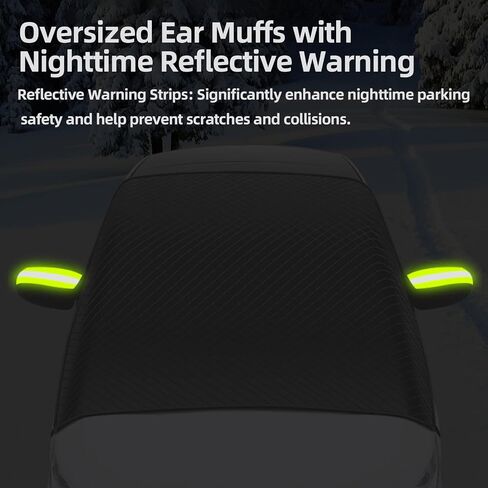 Car Windshield Cover for Ice and Snow, 2 Side Mirror & Rearview Mirror Protector, 92''x46'' Windshield Snow Cover with Magnetic Edges, Windproof UV Sunshade Cover for Cars SUVs Vans Trucks in Saudi Arabia