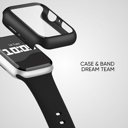 2 Pack 3-IN-1 for Apple Watch Band with Case & Screen Protector 40mm 41mm 44mm 45mm, Silicone Sport Band and Protective Cover with 9H Tempered Glass for iWatch Series SE 9 8 7 6 5 4 in Saudi Arabia