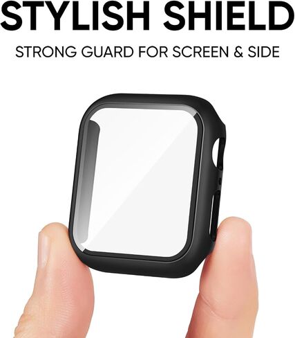 2 Pack 3-IN-1 for Apple Watch Band with Case & Screen Protector 40mm 41mm 44mm 45mm, Silicone Sport Band and Protective Cover with 9H Tempered Glass for iWatch Series SE 9 8 7 6 5 4 in Saudi Arabia