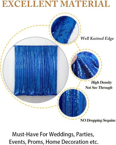 ShinyBeauty Sequin Backdrop 6FTx6FT Royal Blue Wedding Shimmer Fabric Background for Baby Shower, Party Event - Photo Booth Sparkle Sequin Wall in Kuwait