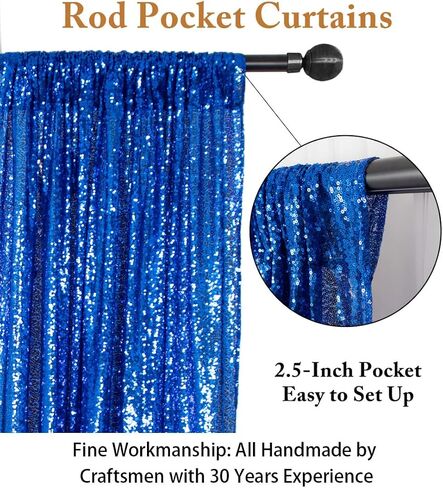 ShinyBeauty Sequin Backdrop 6FTx6FT Royal Blue Wedding Shimmer Fabric Background for Baby Shower, Party Event - Photo Booth Sparkle Sequin Wall in Kuwait