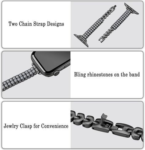 Rhinestone Metal Watch Band for Apple Watch Stainless Steel Bracelet for 38mm/40mm/41mm/42mm/44mm/45mm/49mm bands Compatible for Iwatch Series 10 9 8 7 6 5 4 3 2 1 Ultra Women Strap in Kuwait