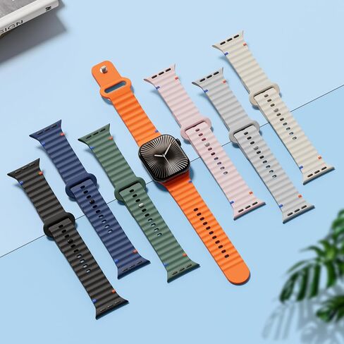 فرقة رياضية لشرائط Apple Watch للنساء 40 مم 41 مم 44 مم 45 مم 46 مم 42 مم 38 مم ، ورسالة سليكون ناعمة للسيليكون لسلسلة IWatch 10 9 8 7 6 5 4 3 SE 2ND Ultra/2 49mm 41 45 40 44 MM ، 6 Pack in Kuwait