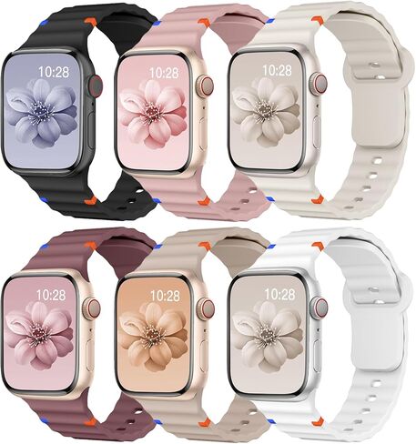 فرقة رياضية لشرائط Apple Watch للنساء 40 مم 41 مم 44 مم 45 مم 46 مم 42 مم 38 مم ، ورسالة سليكون ناعمة للسيليكون لسلسلة IWatch 10 9 8 7 6 5 4 3 SE 2ND Ultra/2 49mm 41 45 40 44 MM ، 6 Pack in Kuwait