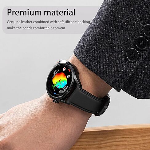 Compatible with ALPHAGEAR Smartwatch Bands, 22mm Quick Release Leather Silicone Breathable Replacement Smartwatch Strap Wristband Compatible with ALPHAGEAR Bravo II, Bravo XL, Raptor, Commander, Juliet Watch in Saudi Arabia