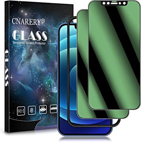 [2 Pack] Green Privacy Screen Protector for iPhone 12/12 Pro (6.1 Inch), [Easy Installation Kit][Anti Peeping][Case Friendly] Green Anti-Spy Tempered Glass Screen Protector in Saudi Arabia